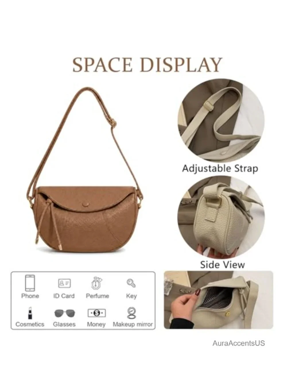 Faux Leather Slouchy Hobo Dumpling Shoulder Bag Crossbody Purse